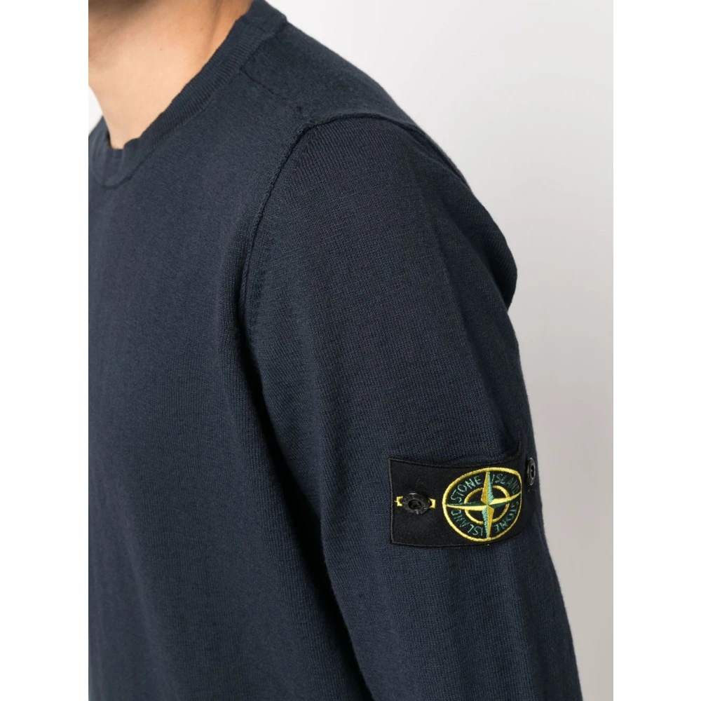 Stone Island Blauwe Sweater met Badge Detail Blue Heren