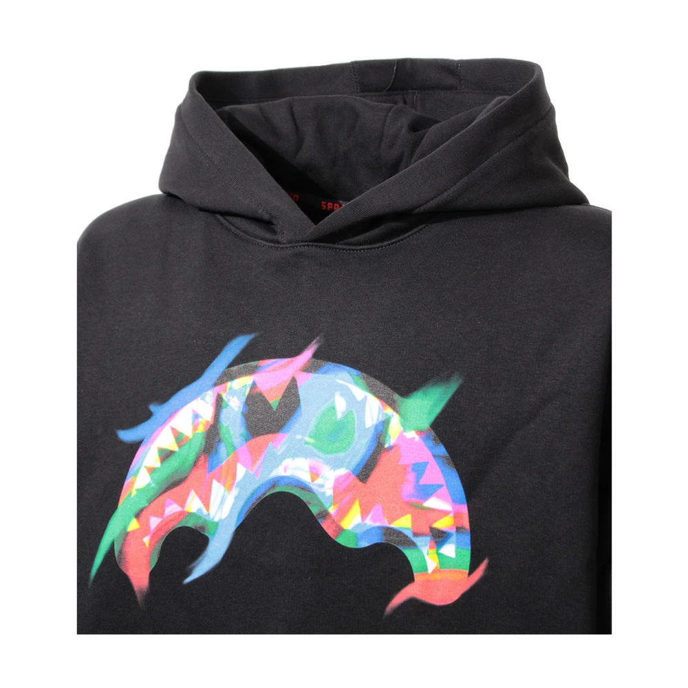 Sprayground Zwarte Hoodie met Logo Black Heren