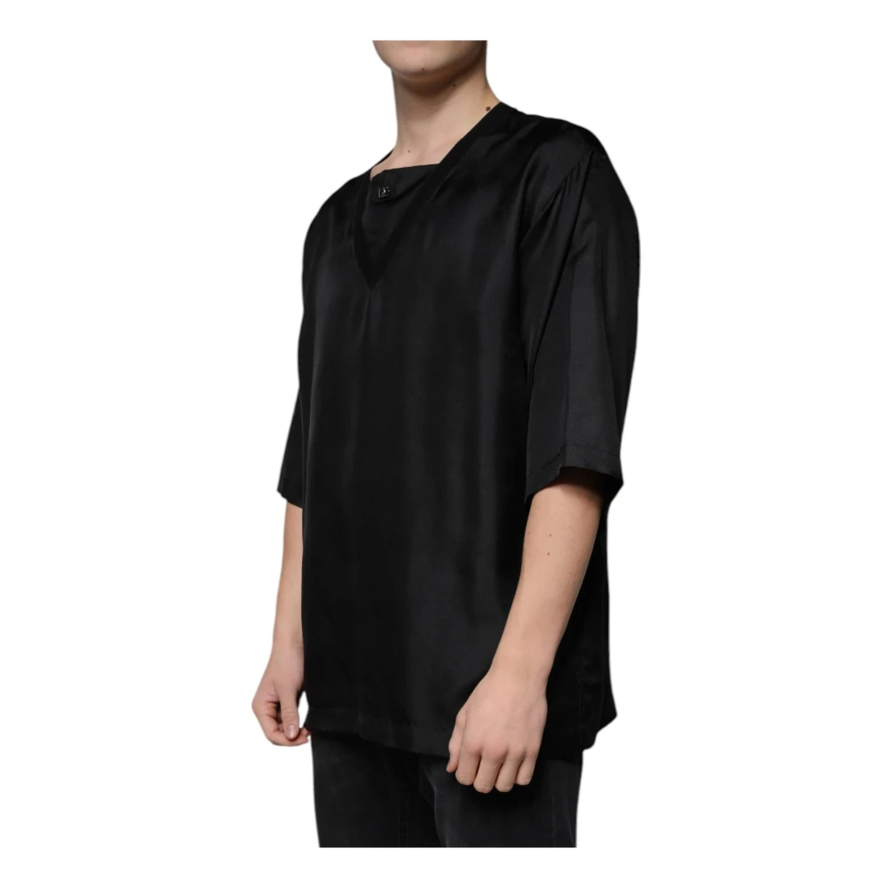 Dolce & Gabbana Zwarte Katoenen Vierkante Hals T-shirt Black Heren
