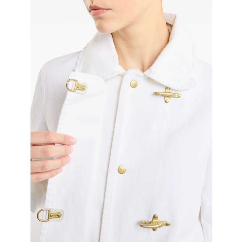 Fay Witte Jacket met Raffelrand en Zakken White Dames