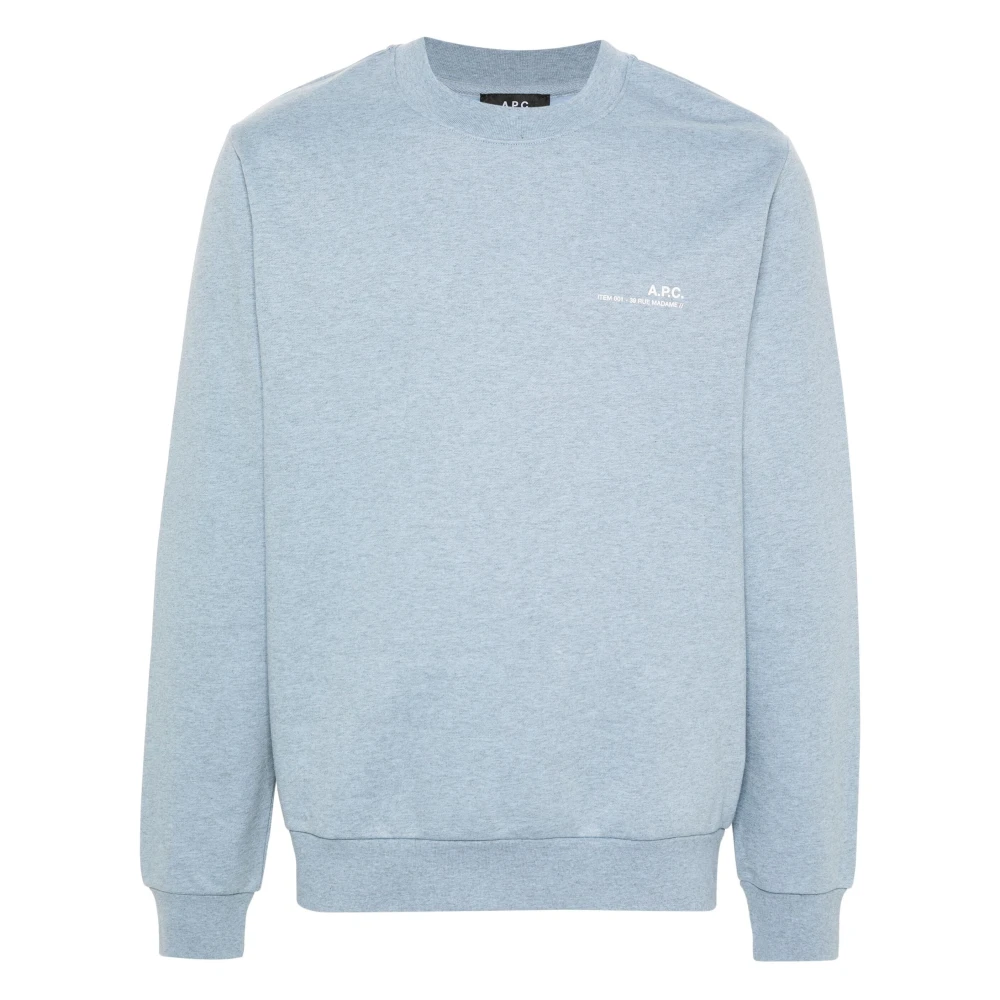 A.p.c. Rue Madame Logo Print Sweatshirt Blue Heren