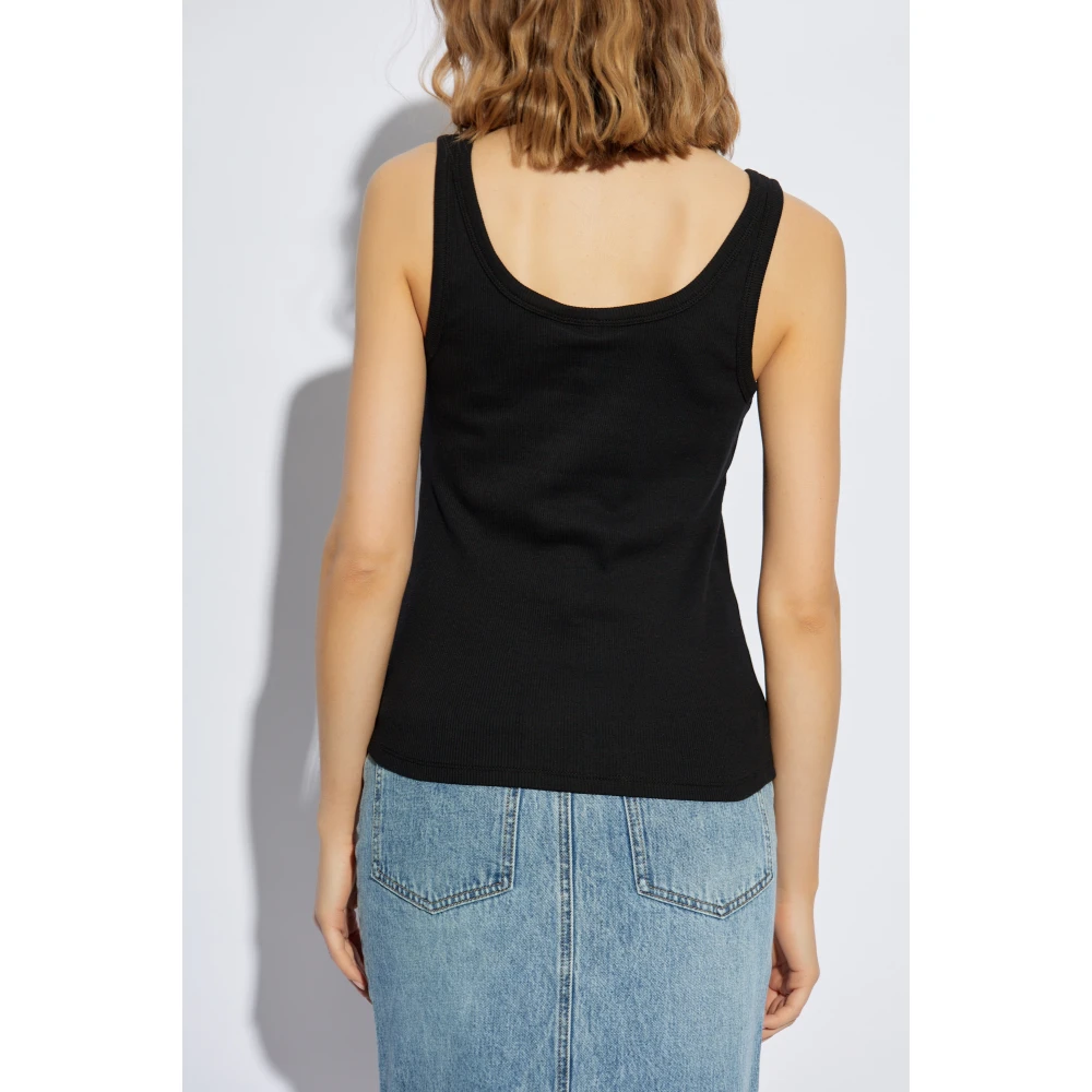 Gestuz Ribgebreide Top Black Dames