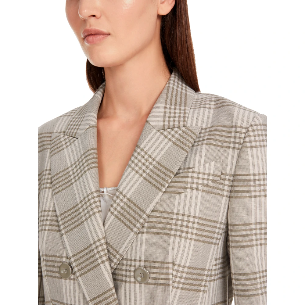 Marc Cain Blazer met glanzend ruitpatroon Green Dames