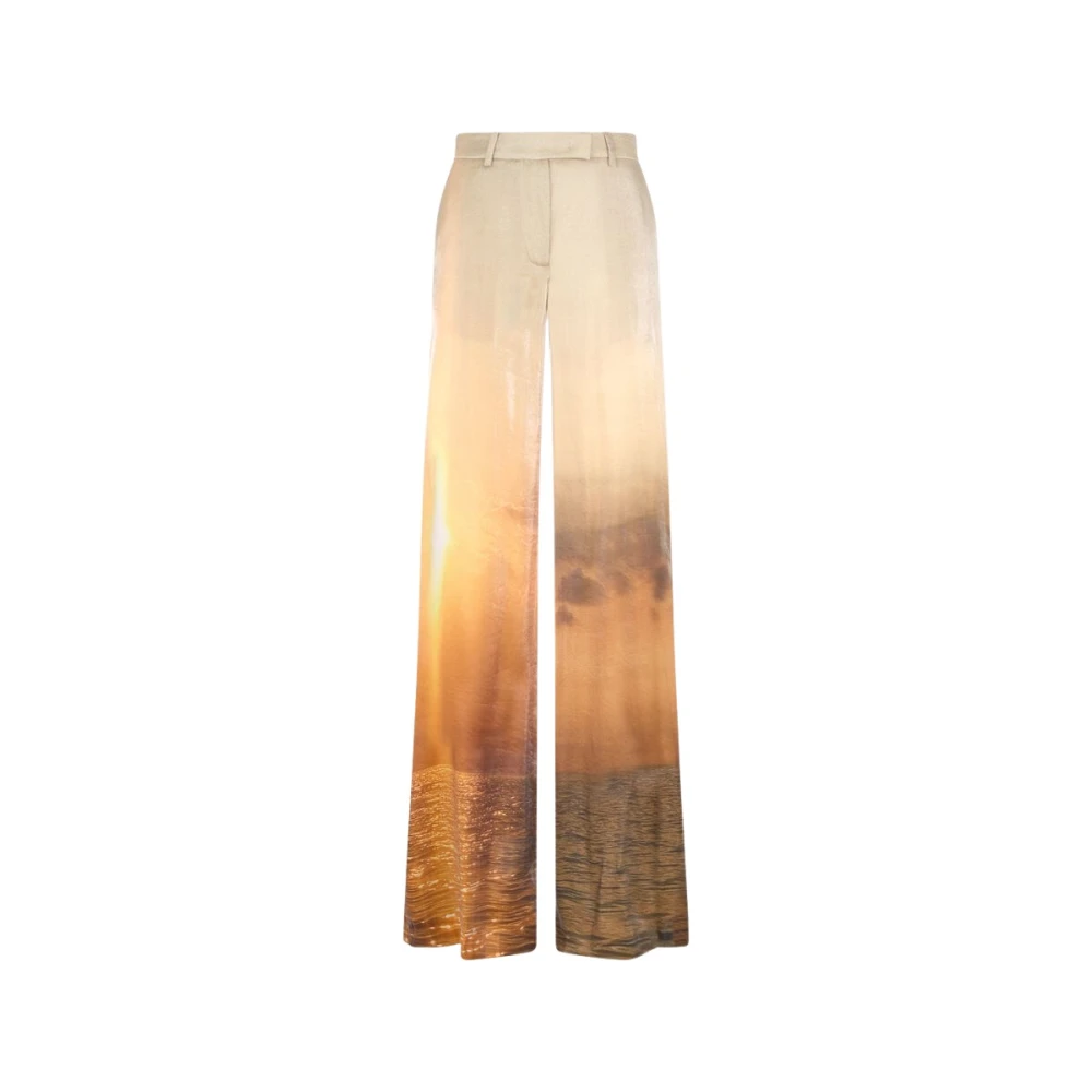 Roberto Cavalli Women's Multicolor Sunset Print Palazzo Trousers - Wide Trousers - M - Trousers