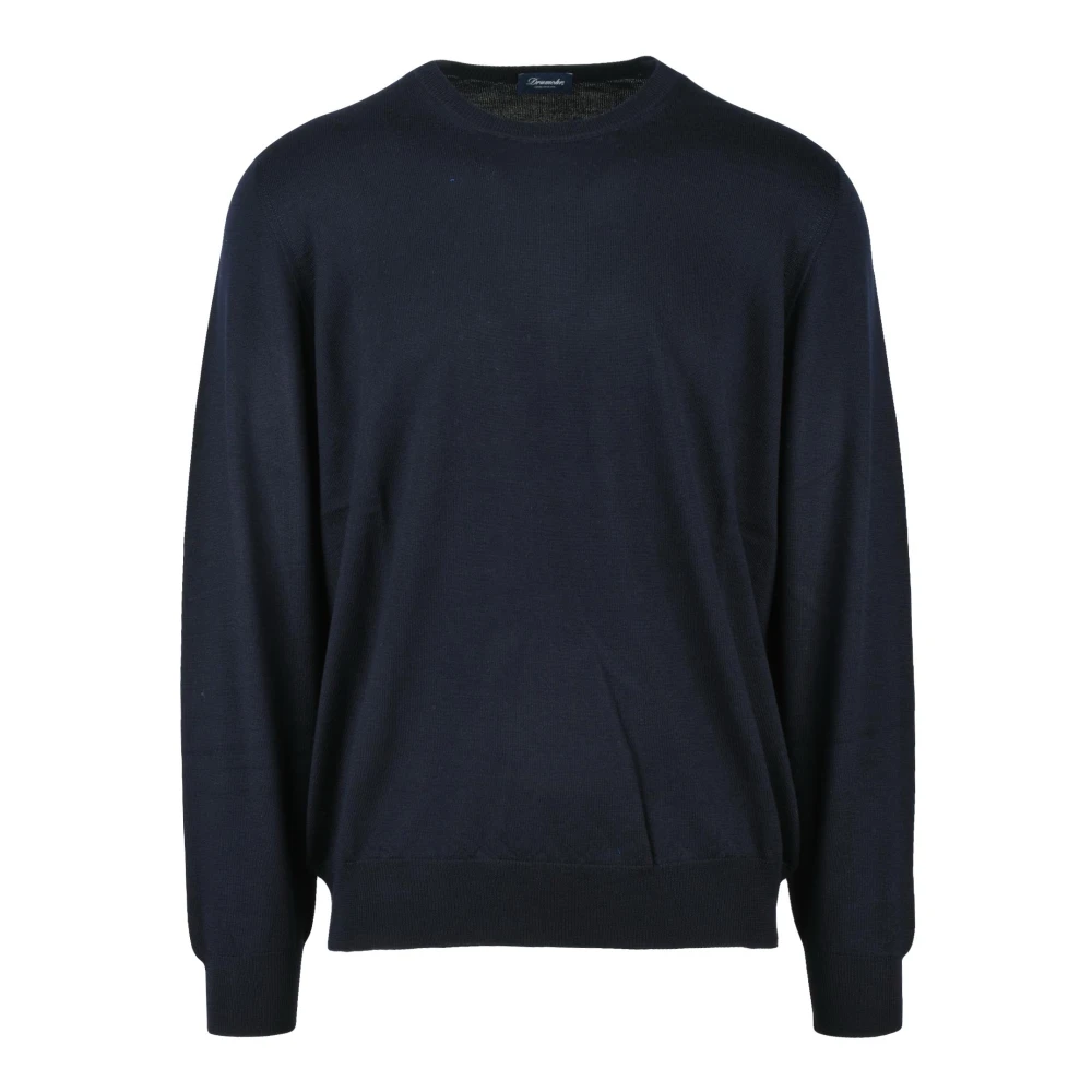 Drumohr Men's Blue Merino Wool Crewneck Jumper
