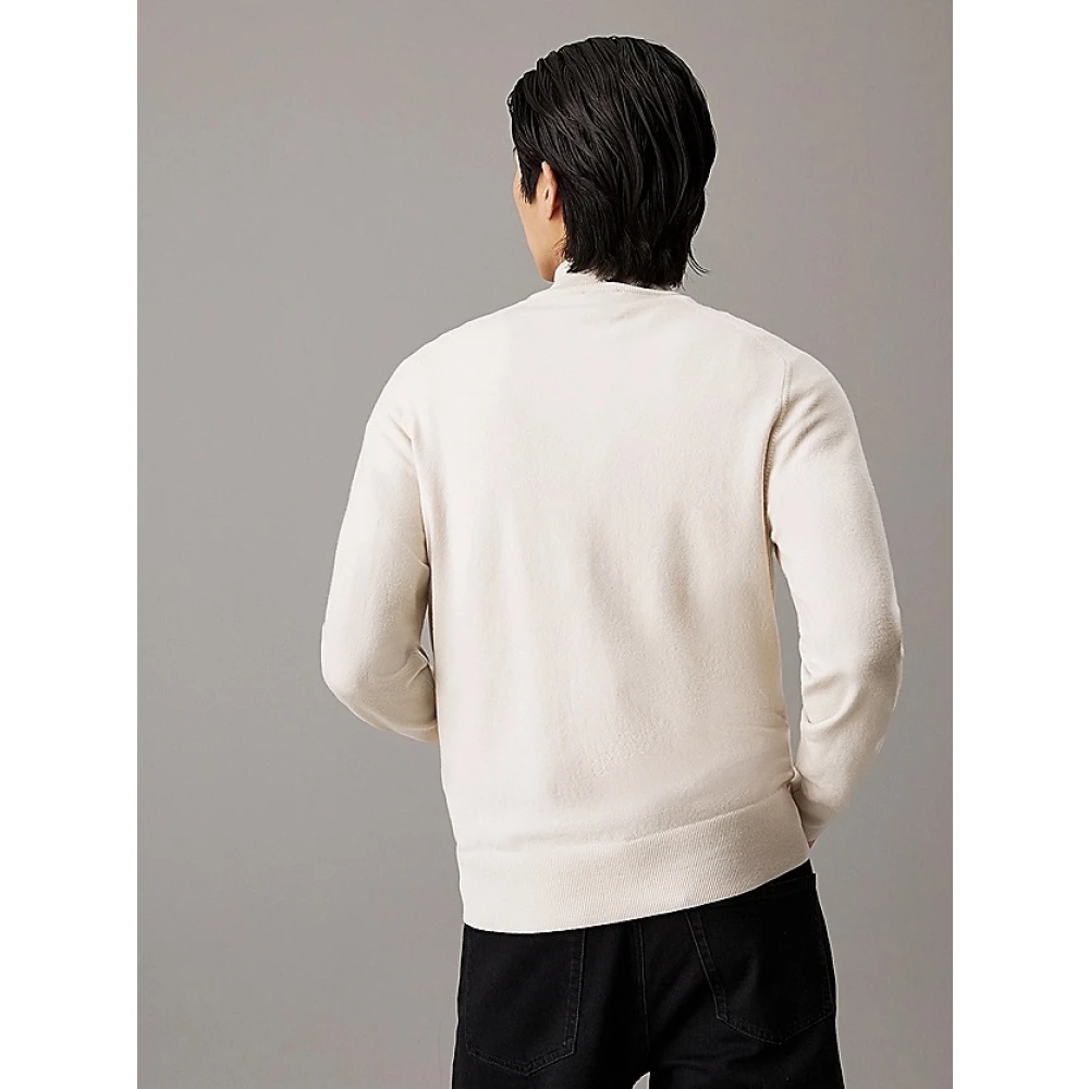 Calvin Klein Merino Stretch Half Zip Sweater Beige Heren