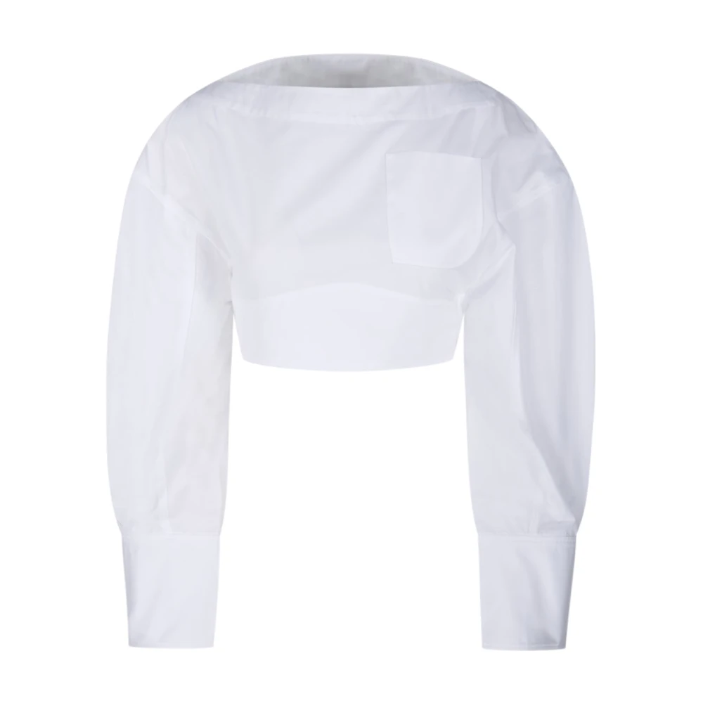 Jacquemus Witte Katoenen Overhemd Jas White Dames