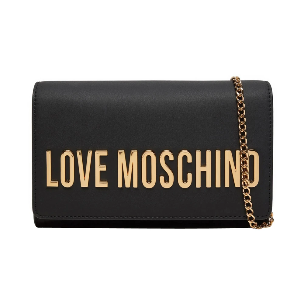 Love Moschino Zwarte Schoudertas met Logoketting Black Dames