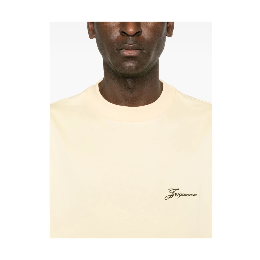 Jacquemus Geborduurd Logo Crew Neck T-shirt Yellow Heren