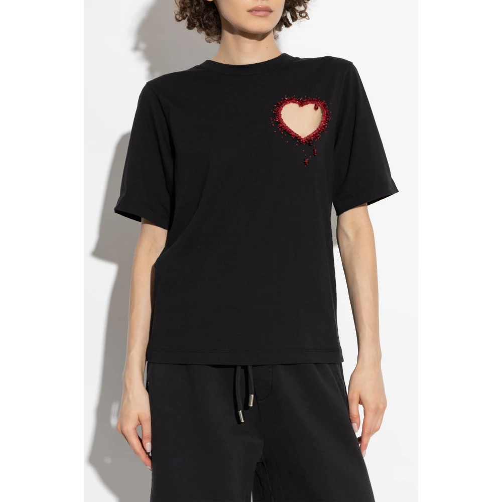Dsquared2 T-shirt met applicatie Black Dames