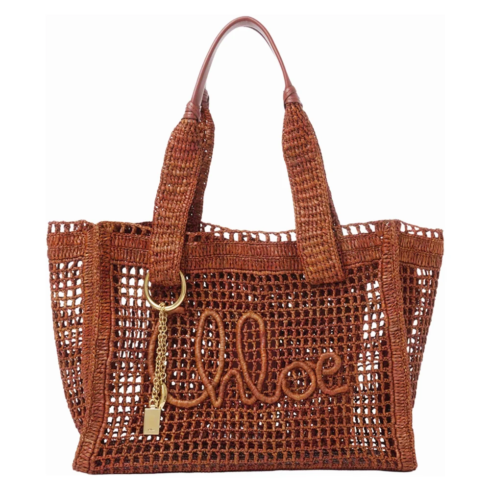 Chloé Women's Brown Shopping Bags, One Size, Crocheted Raffia Tote