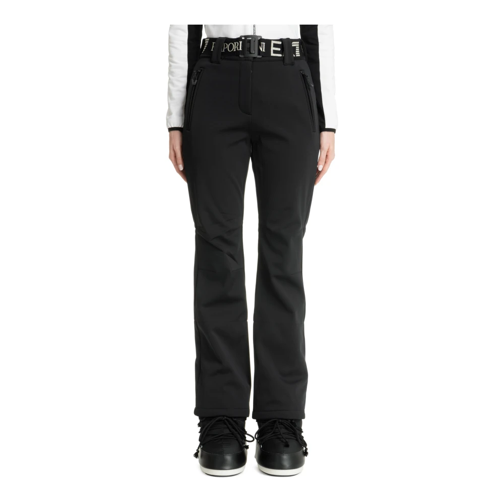 Emporio Armani EA7 Mid Waist Ski Broeken met Drukknopen Black Dames