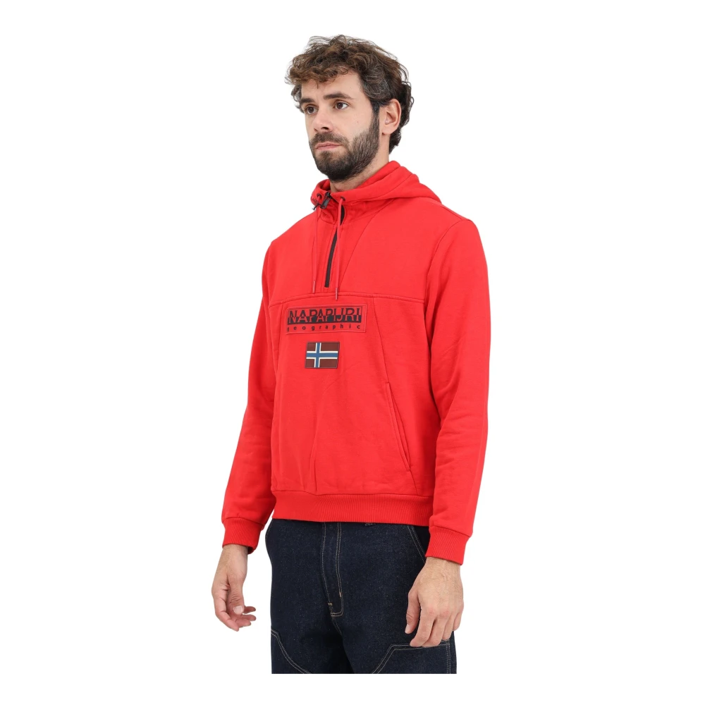 Napapijri Rode Half-Zip Sweater Burgee Winter Red Heren