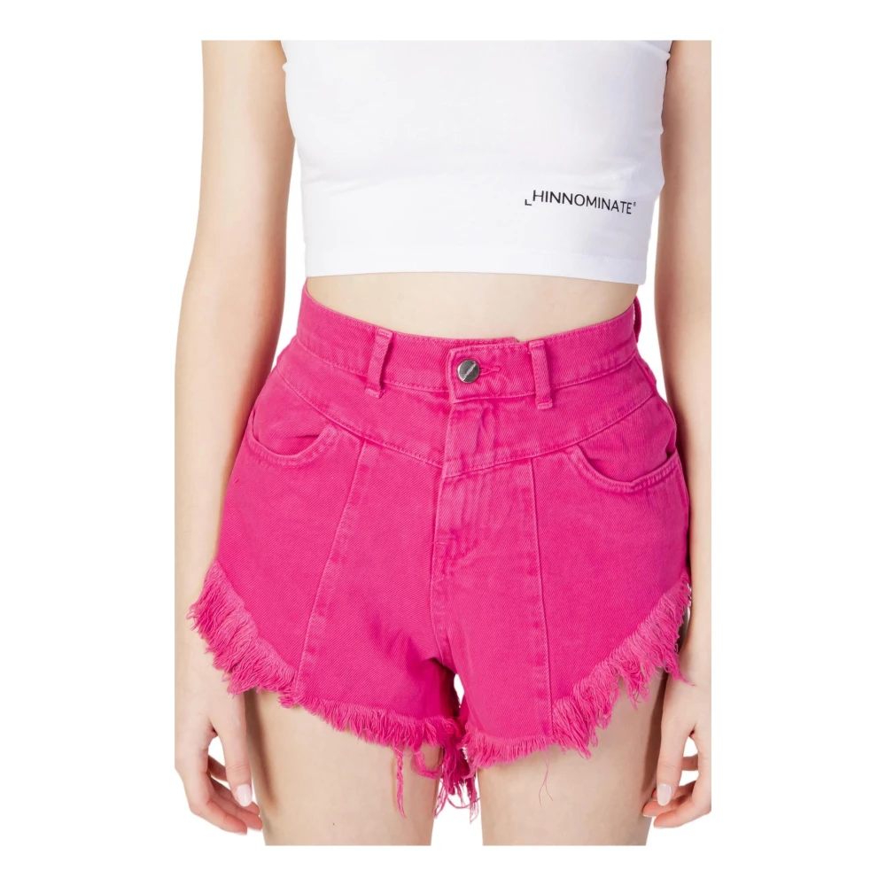 Hinnominate Fuchsia Katoenen Shorts met Ritssluiting Pink Dames