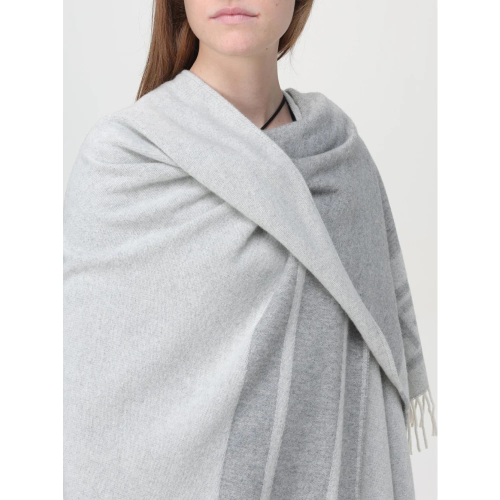 PATRIZIA PEPE Grijze Wollen Blend Jacquard Poncho Gray Dames
