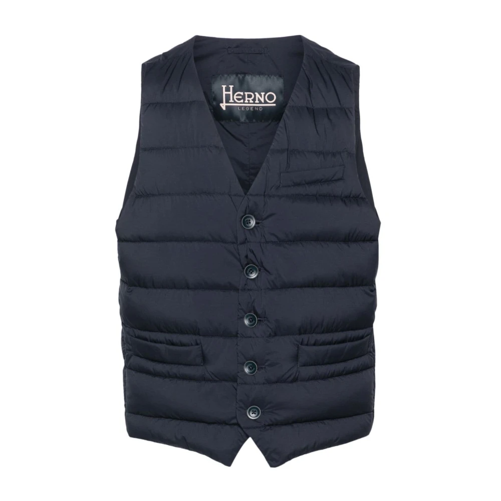 Herno Gewatteerde V-halsvest met verstelbare tailleband Blue Heren