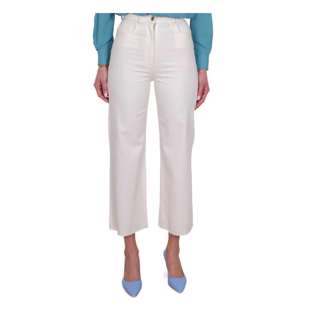 Elisabetta Franchi Hoge taille uitlopende katoenen jeans boter Beige Dames