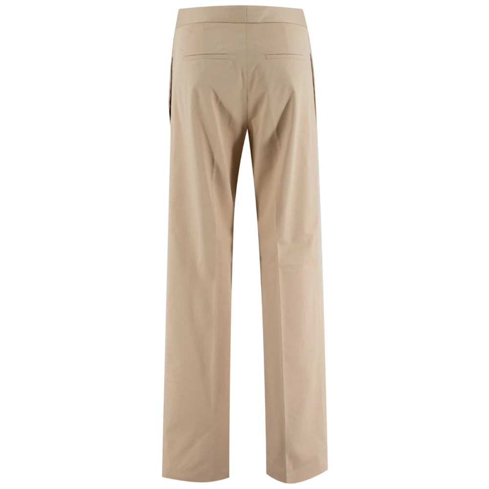 Fabiana Filippi Hoge Taille Katoenen Gabardine Broek Beige Dames