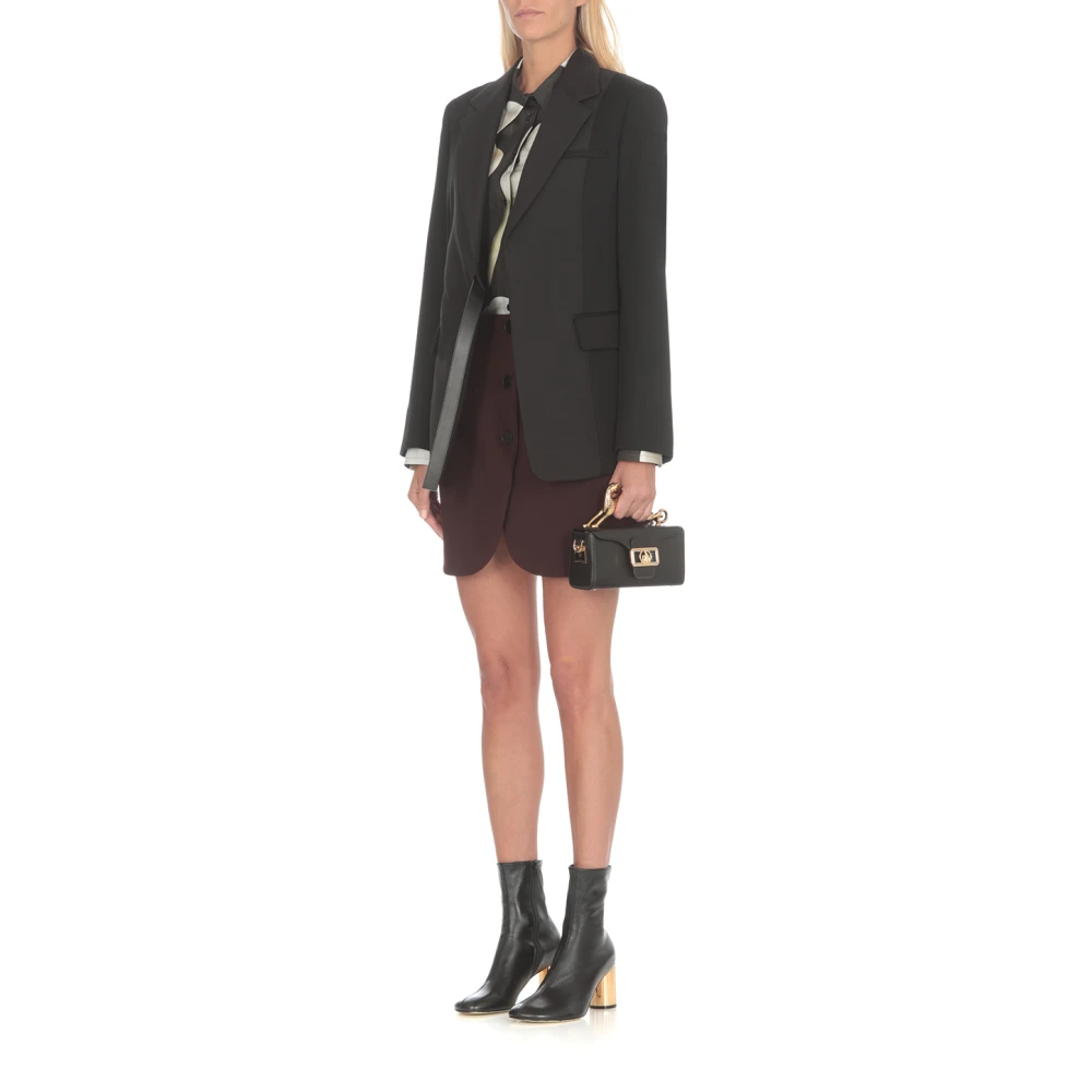 Lanvin Zwarte Wollen Blazer met Peak Revers Black Dames