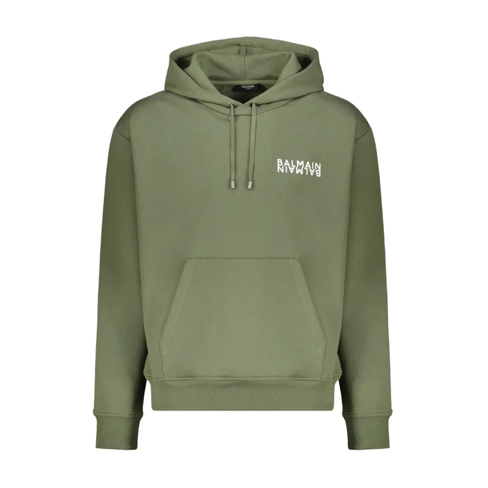 Balmain Green Logo Motif Hoodie - Male - Hoodies - M - Sweatshirts & Hoodies