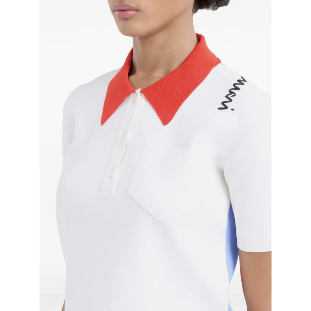 Marni Wit Oranje Polo Neck Sweater Multicolor Dames