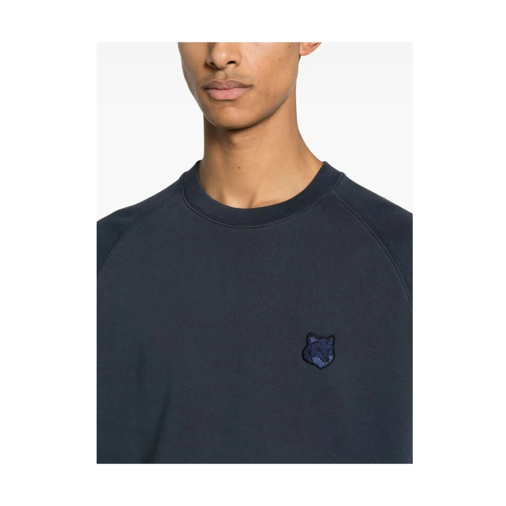 Maison Kitsuné Navyblauwe Sweatshirt met Vos Motief Blue Heren