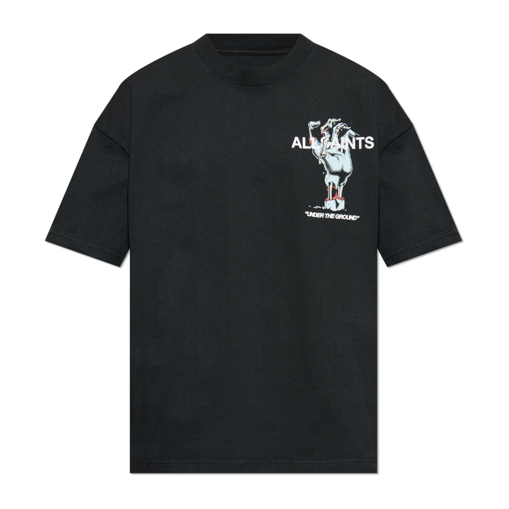 AllSaints T-shirt met Undergrand print Black Heren
