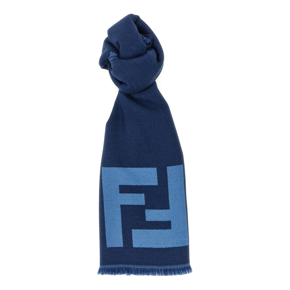 Fendi Men's Blue Ff Macro Scarf - Winter Scarves - One Size - Accessories