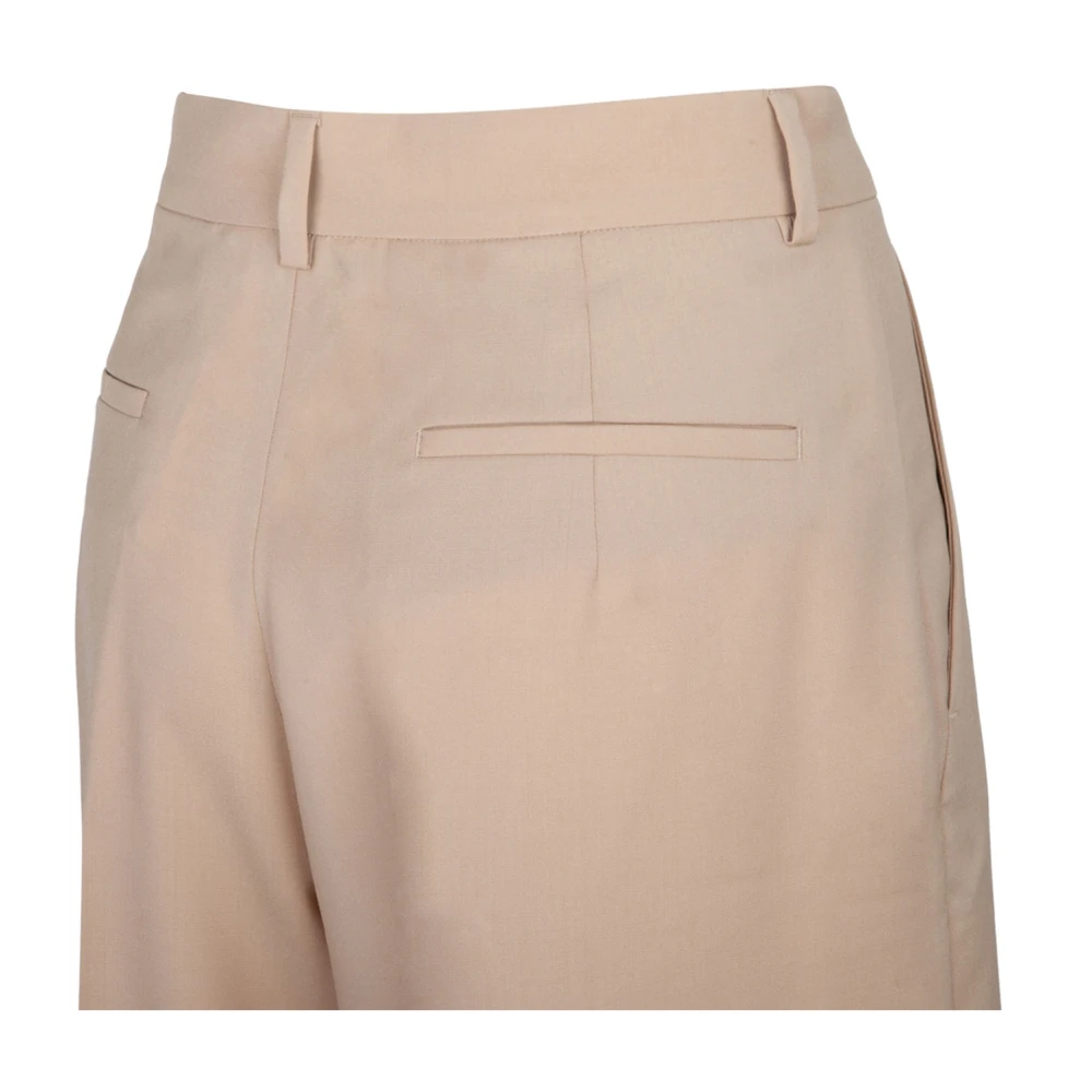 SPORTMAX Beige Wide Leg Wool Trousers Beige Dames