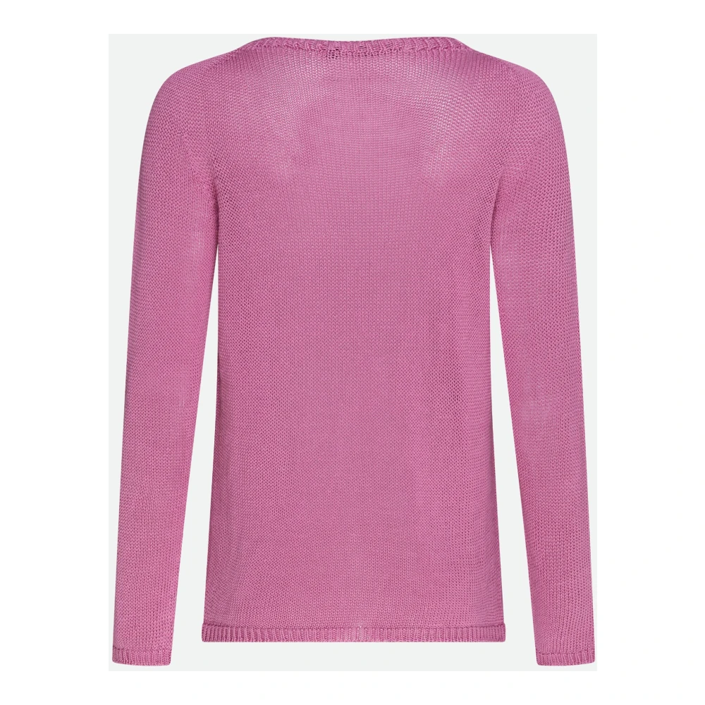 Max Mara Paarse Linnen Trui Basic Design Purple Dames