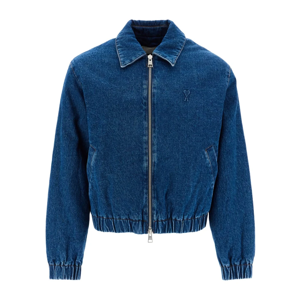 Ami Paris Gewatteerde Denim Bomberjack Blue Heren