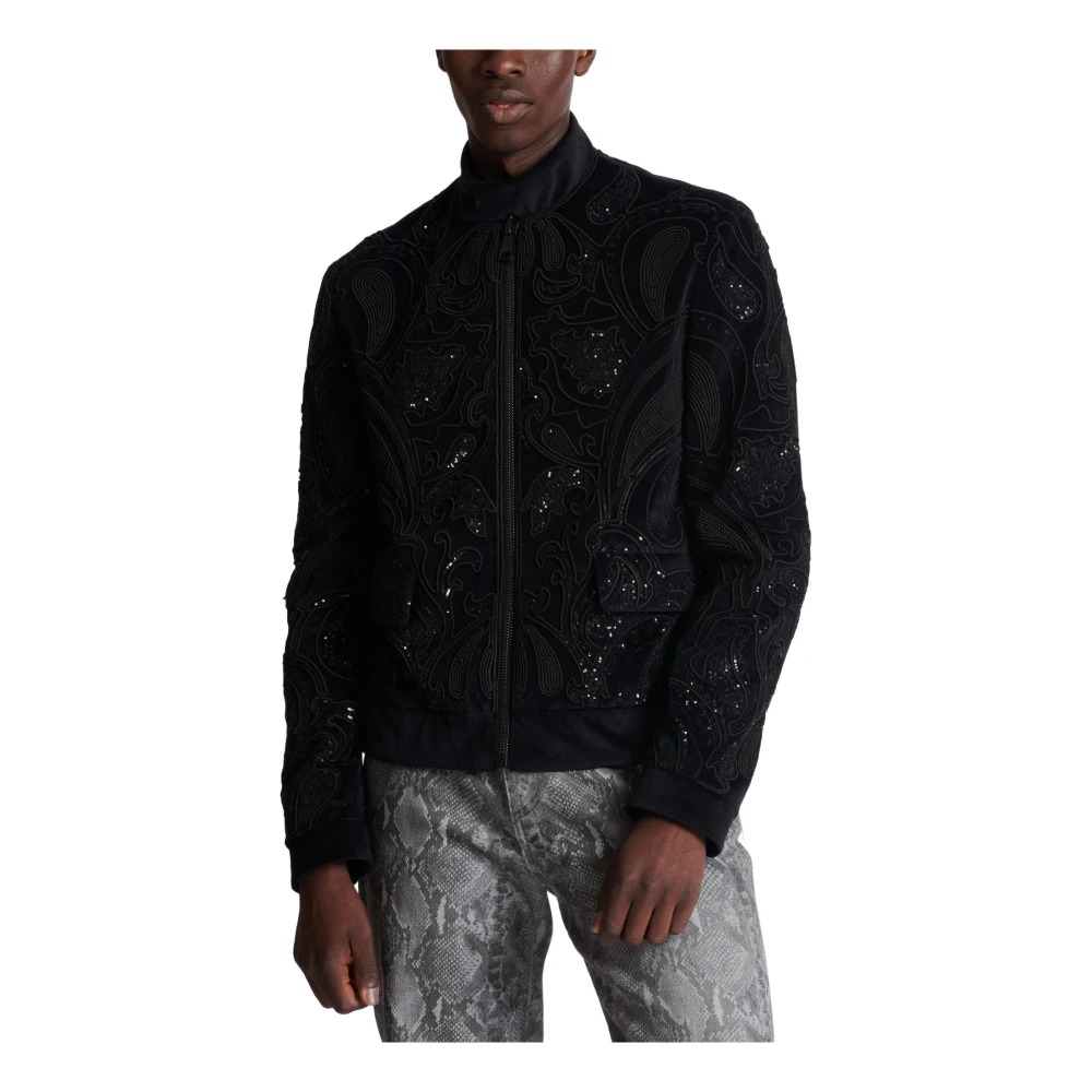 Balmain Baroque Geborduurde Bomberjack Black Heren