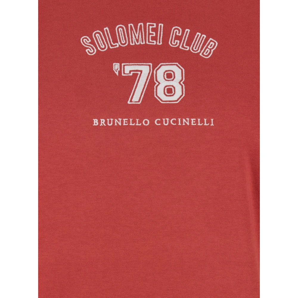 BRUNELLO CUCINELLI Rode ronde hals T-shirt met print Red Dames