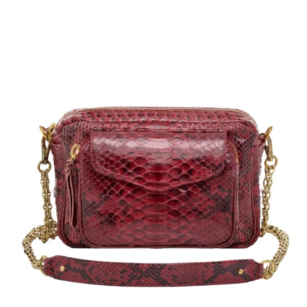 Claris Virot Python Chain Crossbody Tas Red Dames