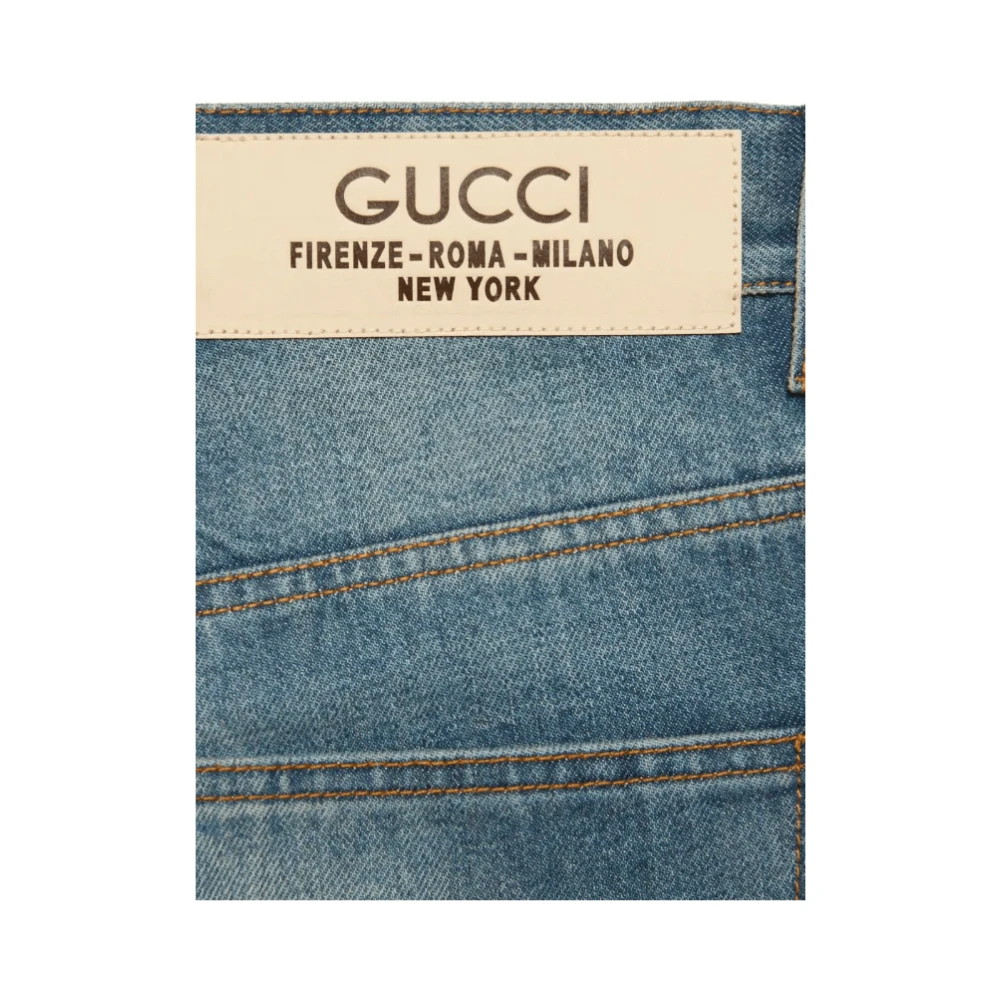 Gucci Mid-rise straight-leg gewassen jeans Blue Dames