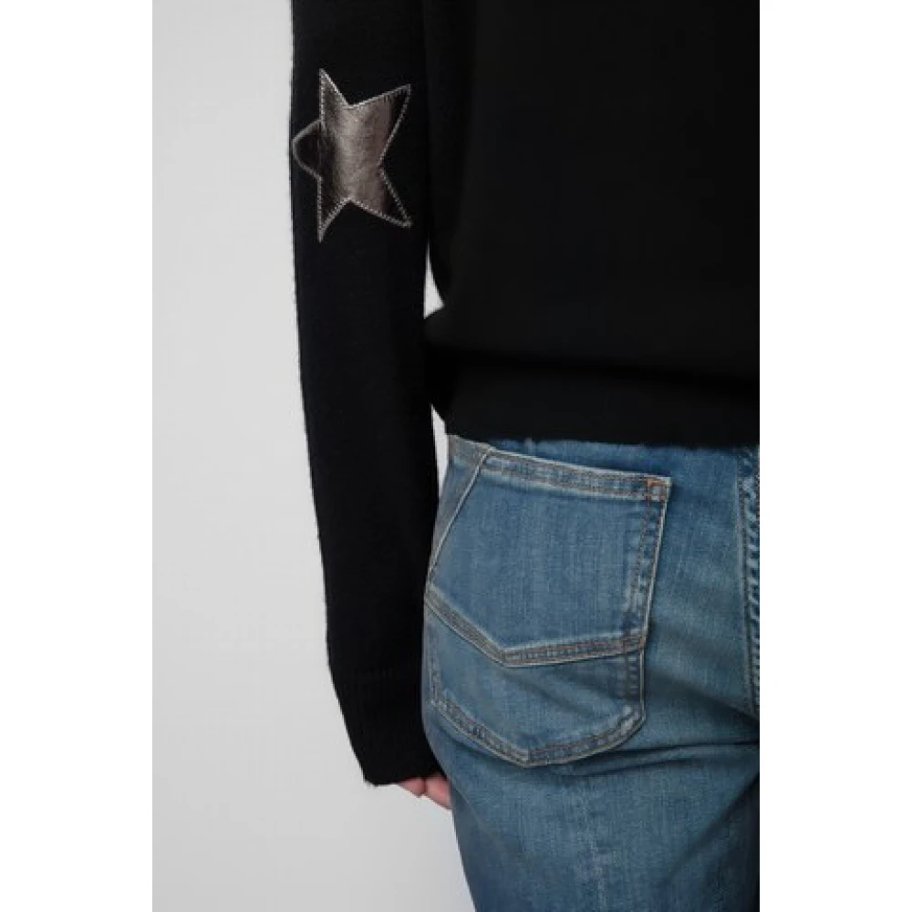 Zadig & Voltaire Zwarte Kasjmier Sterrenpatch Trui Black Dames