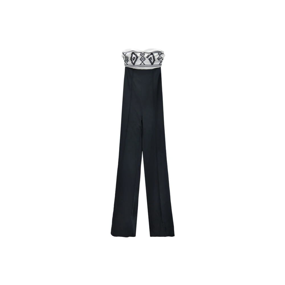 Elisabetta Franchi Smör/Svart jumpsuit med scarf top Black, Dam