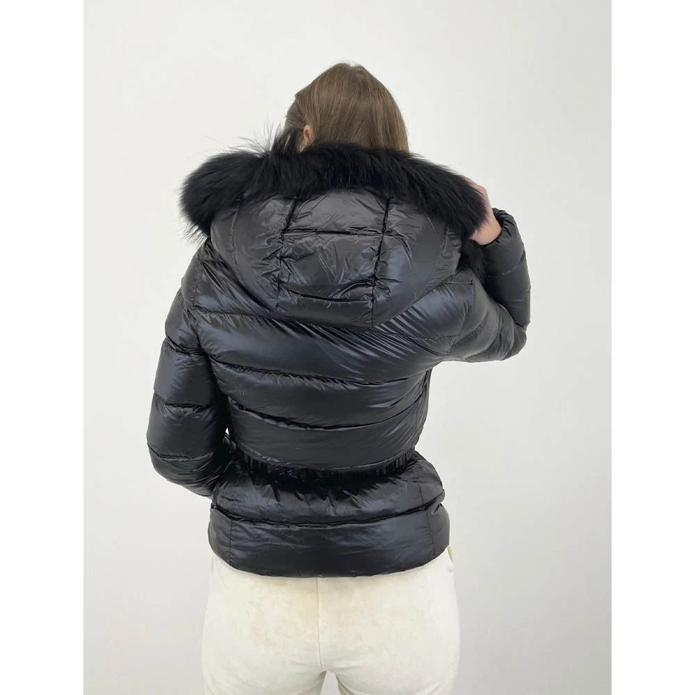 YES ZEE Zwarte gewatteerde jas met afneembare bontkraag Black Dames