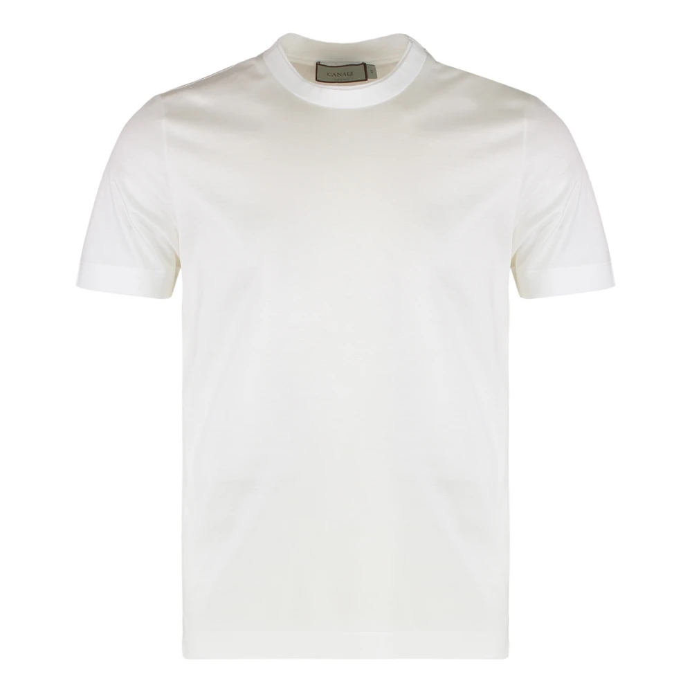 Canali Geribbelde crew-neck T-shirt van katoen White Heren
