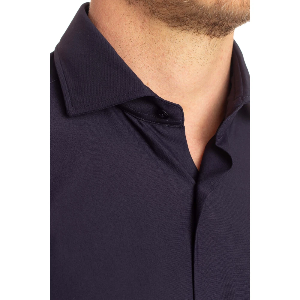 Barba Blauw op maat gemaakt katoenen overhemd Blue Heren
