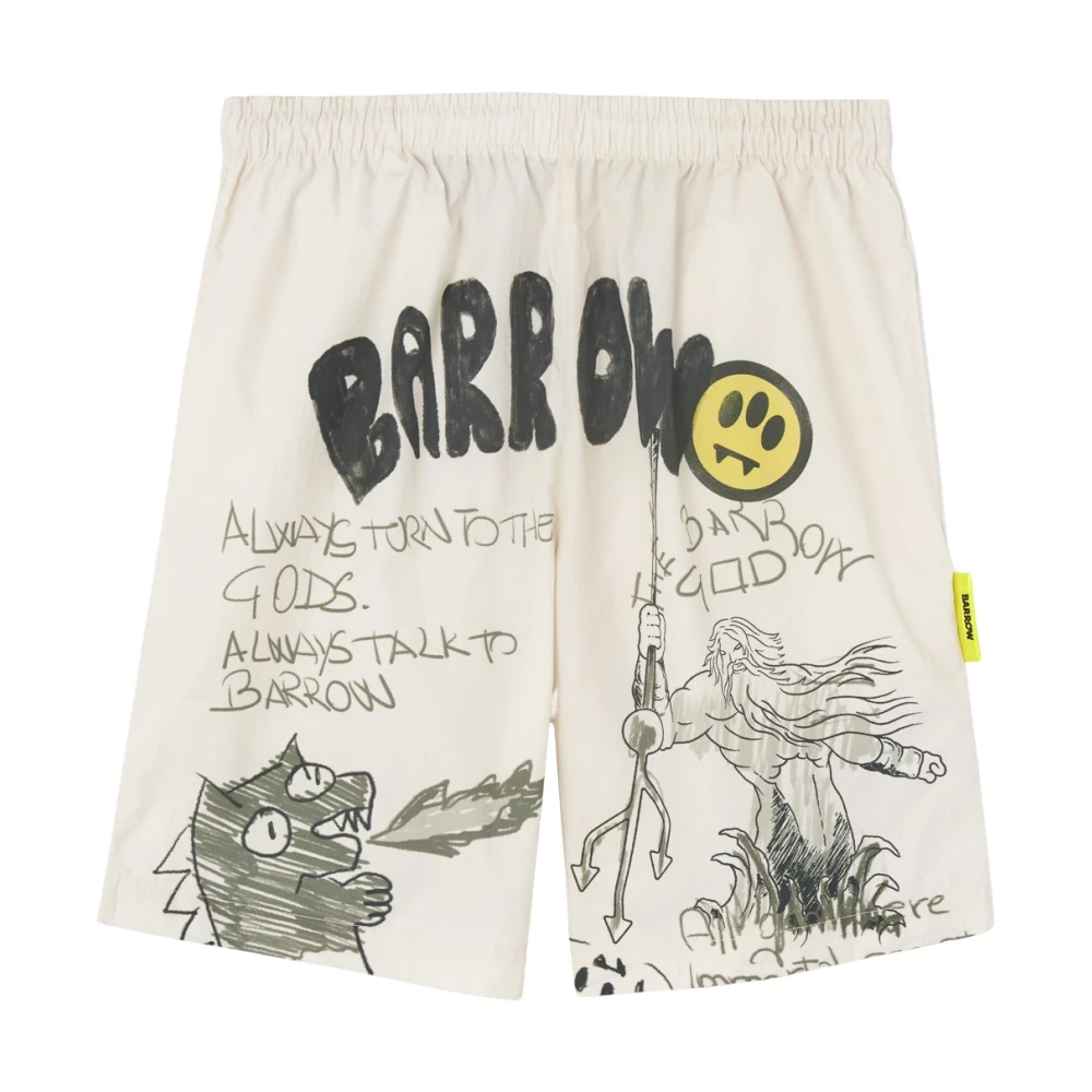 Barrow Bedrukte witte Bermuda shorts Beige Heren