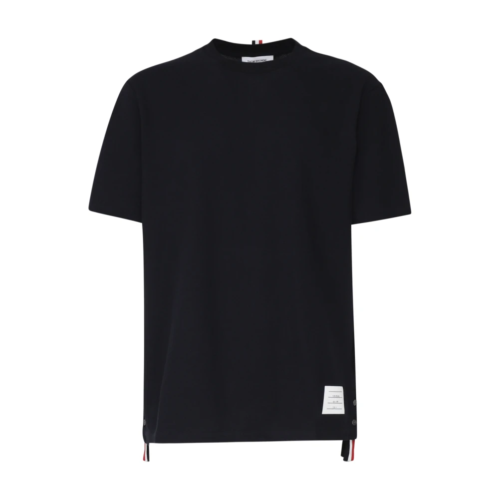 Thom Browne Zwarte Katoenen T-shirt Ronde Kraag Korte Mouwen Black Heren