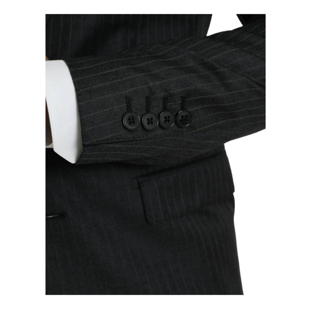 Dolce & Gabbana Zwart Gestreepte Jas Blazer Black Heren