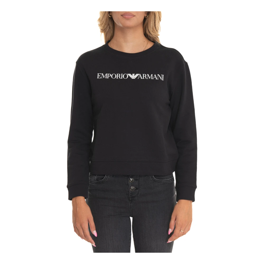 Emporio Armani Ronde hals Sweatshirt met Front Print Blue Dames