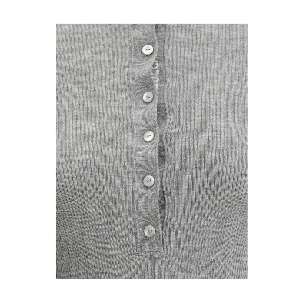 Gucci Ribgebreide Polo Sweater Model 670388 Gray Dames