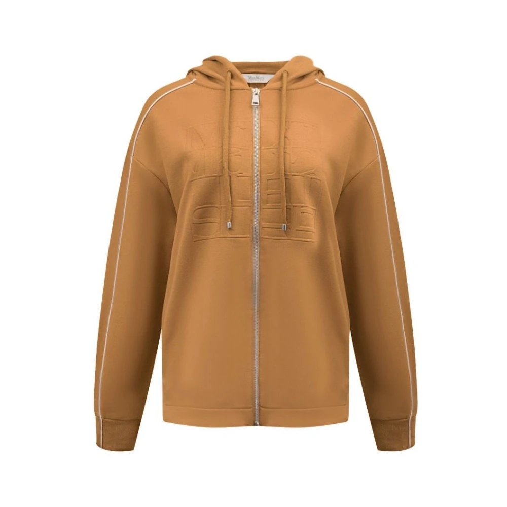 Max Mara Bruine Sportieve Stijl Jas met Logo Relief Brown Dames