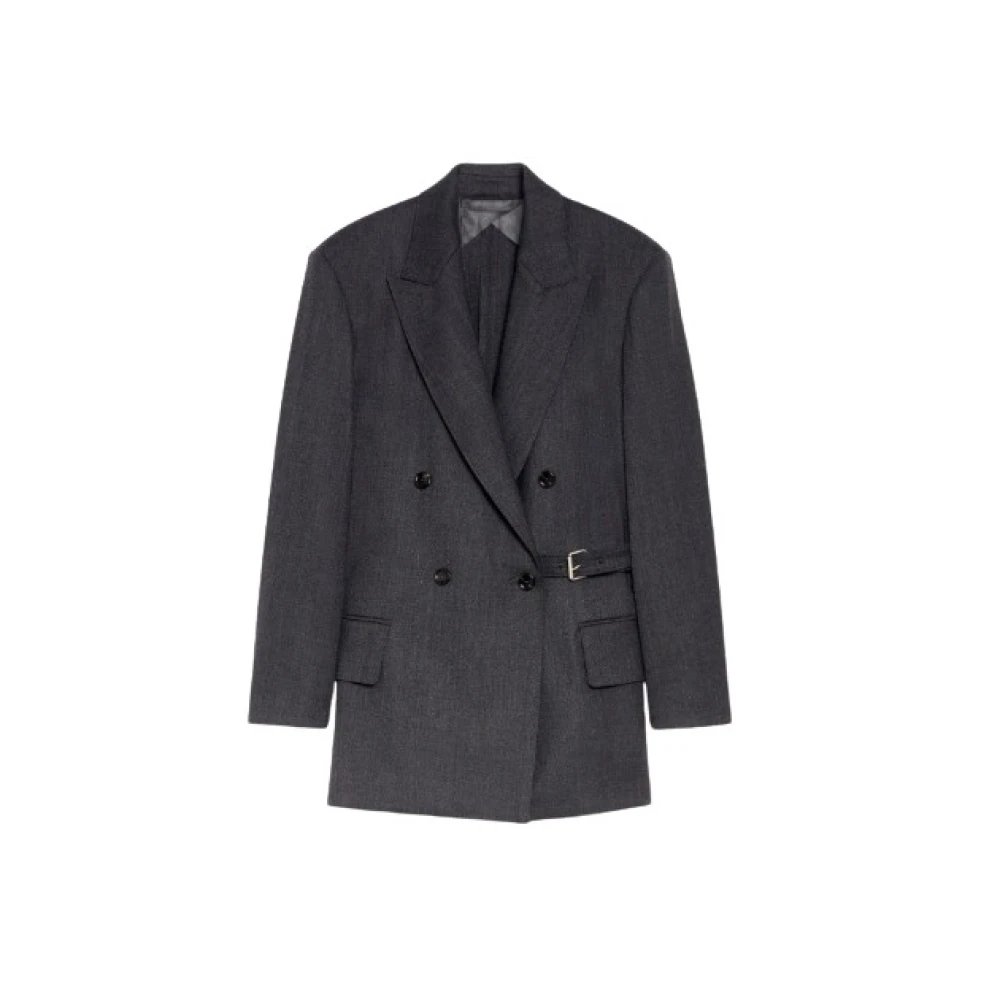 Max Mara Donkergrijze Double Breasted Blazer Gray Dames