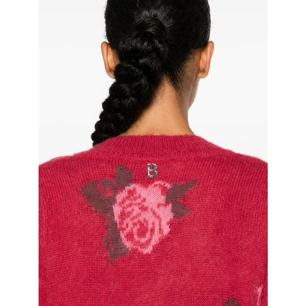 Blugirl Rode bloemensweater met kraalversiering Red Dames