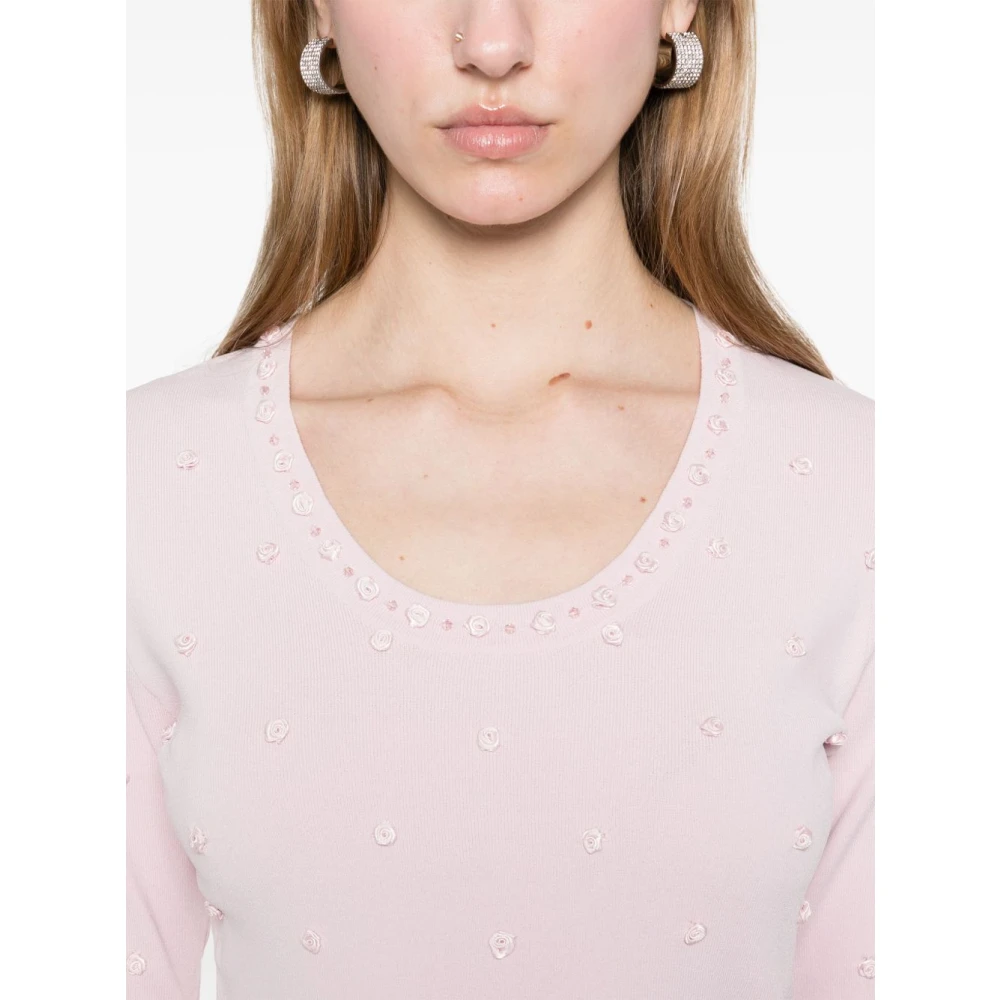 Blugirl Roze Gebreide Trui Scoop Hals Pink Dames