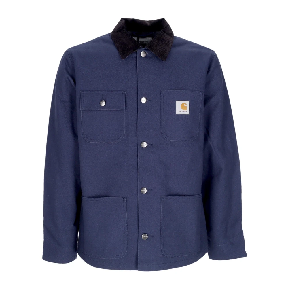 Carhartt WIP Blauw zwarte werkjas met fluwelen kraag Blue Heren